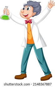 A chemist holding beaker on white background illustration