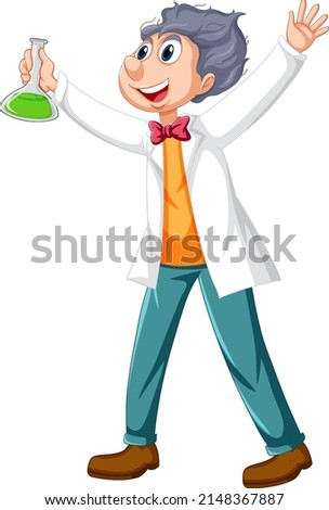 A chemist holding beaker on white background illustration