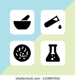 chemist icon. 4 chemist set with chemistry, test tube, laboratory and pharmacy vector icons for web and mobile app
