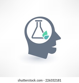 Chemist icon. The concept of scientific workers. Logo design.