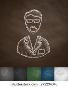 chemist icon. Hand drawn vector illustration. Chalkboard Design