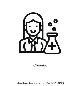 Chemist icon vector. Pharmacist black outlined illustration. Healthcare pharmacy linear vector on white background