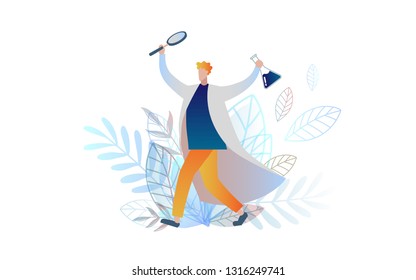 Chemist inventor. Flat illustration. gradient. Element for design