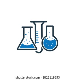 Chemist Laboratory Equipment Icon Design - Vector. Test tube and flask icon isolated on white background. Vector illustration. Eps 10.