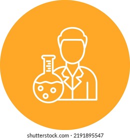 Chemist line circle icon vector image. Can also be used for web apps, mobile apps and print media.