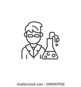 Chemist Linear Icon Concept. Chemist Line Vector Sign, Symbol, Illustration.