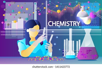 Chemist looks at test tubes in the treatment room