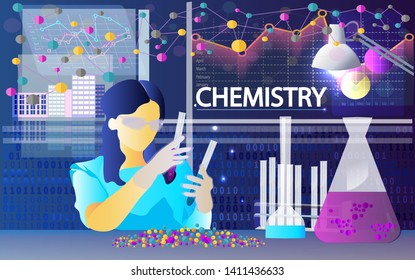 Chemist looks at test tubes in the treatment room