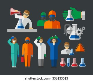 Chemist and Material Scientist holding test tube making research in laboratory vector 