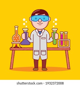 Chemist profession with flat design style. Vector illustration.