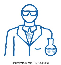 chemist profession sketch icon vector. Hand drawn blue doodle line art chemist profession sign. isolated symbol illustration