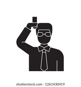 Chemist scientist black vector concept icon. Chemist scientist flat illustration, sign