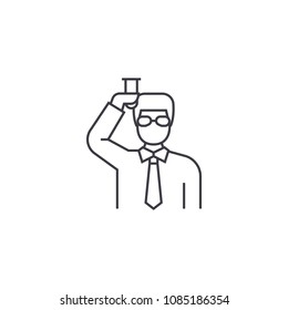 chemist scientist vector line icon, sign, illustration on background, editable strokes