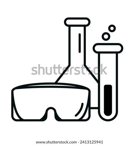 Chemist supplies icon. Vector image of glasses, triangular flask and test tube.