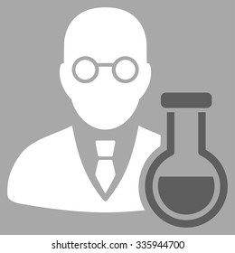 Chemist vector icon. Style is bicolor flat symbol, dark gray and white colors, rounded angles, silver background.
