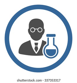 Chemist vector icon. Style is bicolor flat rounded symbol, cobalt and gray colors, rounded angles, white background.