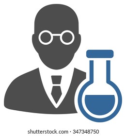 Chemist vector icon. Style is bicolor flat symbol, cobalt and gray colors, rounded angles, white background.