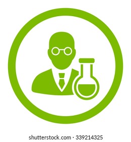 Chemist vector icon. Style is flat rounded symbol, eco green color, rounded angles, white background.