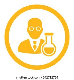 Chemist Vector Icon. Style Is Flat Rounded Symbol, Yellow Color, Rounded Angles, White Background.