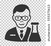 Chemist vector pictogram. Illustration style is flat iconic gray symbol on a chess transparent background.