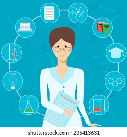 Chemist woman doing scientific report