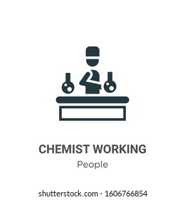 Chemist working glyph icon vector on white background. Flat vector chemist working icon symbol sign from modern people collection for mobile concept and web apps design.