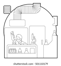 Chemist working in laboratory concept. Outline illustration of chemist working in laboratory vector concept for web