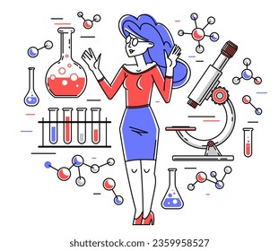 Chemist working on some scientific experiment trying to create new formula or pharmacology research, education student or teacher university, science.