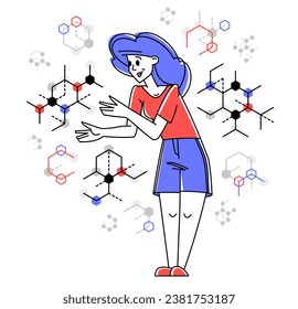 Chemist working on some scientific experiment trying to create new formula or pharmacology research, education student or teacher university, science.