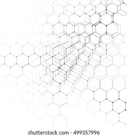 Chemistry 3D pattern, hexagonal molecule structure on white, scientific medical research. Medicine, science and technology concept. Motion design. Geometric abstract background.