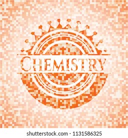 Chemistry abstract orange mosaic emblem