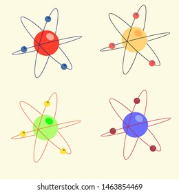 Chemistry atom icon set, atom symbol. Vector EPS10