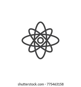 Chemistry atom line icon, outline vector sign, linear style pictogram isolated on white. Molecule symbol, logo illustration. Editable stroke