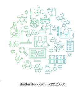 Antecedentes Químicos. Conjunto de iconos. Ilustración vectorial