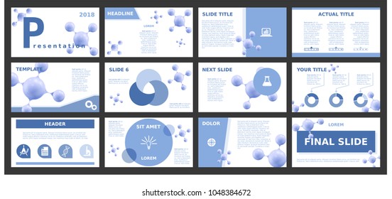 Chemistry backgrounds of digital technology. Molecule and blurred elements for presentation templates. Leaflet, Annual report, cover design. Banner, brochure, design. Flyer. Vector illustration