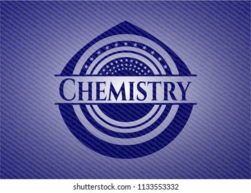 Chemistry badge with denim texture