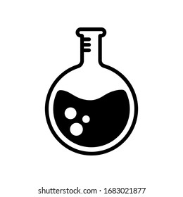 Portavoz de química, Erlenmeyer, tubo de ensayo conteniendo sustancias químicas, icono de vector plano para aplicaciones científicas y sitios web
