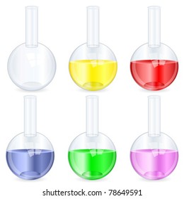 Chemistry beaker set on a white background. Vector illustration.