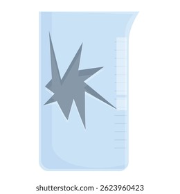 Chemistry beaker is showing a large crack from a failed experiment