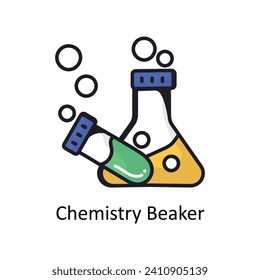 Chemistry beaker vector filled outline doodle Design illustration. Symbol on White background EPS 10 File