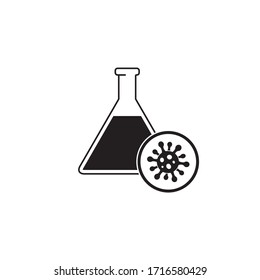 Icono vectorial del pulsador de química, prueba de virus en ícono de laboratorio