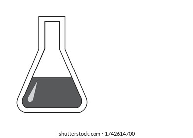 Chemistry beakers with Erlenmeyer flask and test tube holding chemicals flat vector icon for science apps and websites