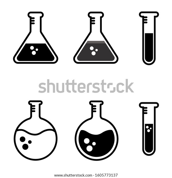 Chemistry Beakers Set Erlenmeyer Flask Test Stock Vector (Royalty Free