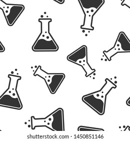 Chemistry beakers sign icon seamless pattern background. Flask test tube vector illustration on white isolated background. Alchemy business concept.