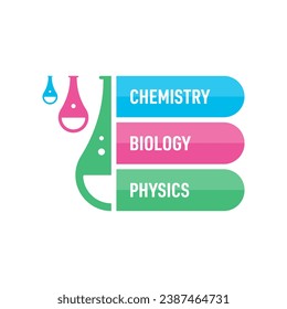 chemistry, biology, physics and test tube concept. design for chemistry, biology, physics education