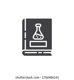 Chemistry book vector icon. filled flat sign for mobile concept and web design. Book with chemical flask glyph icon. Symbol, logo illustration. Vector graphics