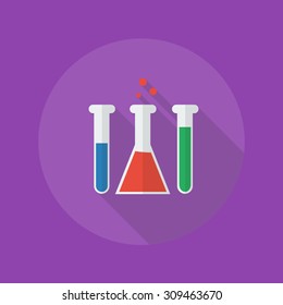 Chemistry bulb, Flat Icon With Long Shadow