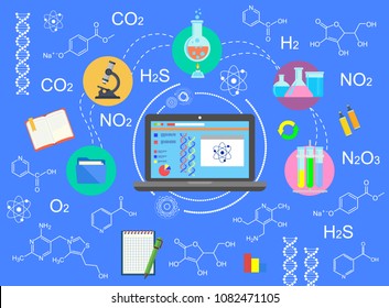 Chemistry. Chemical elements and formulas. Chemical laboratory Concept