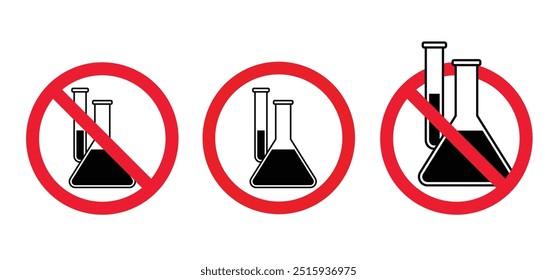 Chemistry, Chemical free, formula or laboratory sign.  Stop chemistry, forbidden signal with a chemical test, flask tube. No added preservatives,  artificial free food. No pfas or gmo substance .