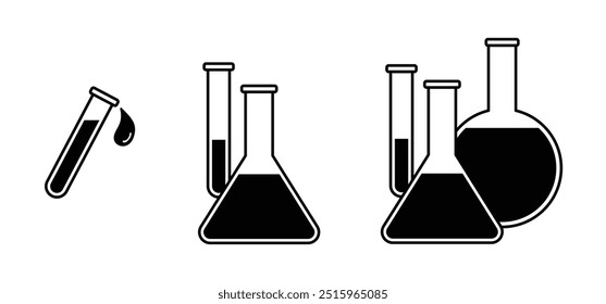 Chemistry, Chemical free, formula or laboratory. Conical Flask chemistry, forbidden signal with a chemical test, flask tube. No added preservatives, artificial free food. Do not experiment with fluids